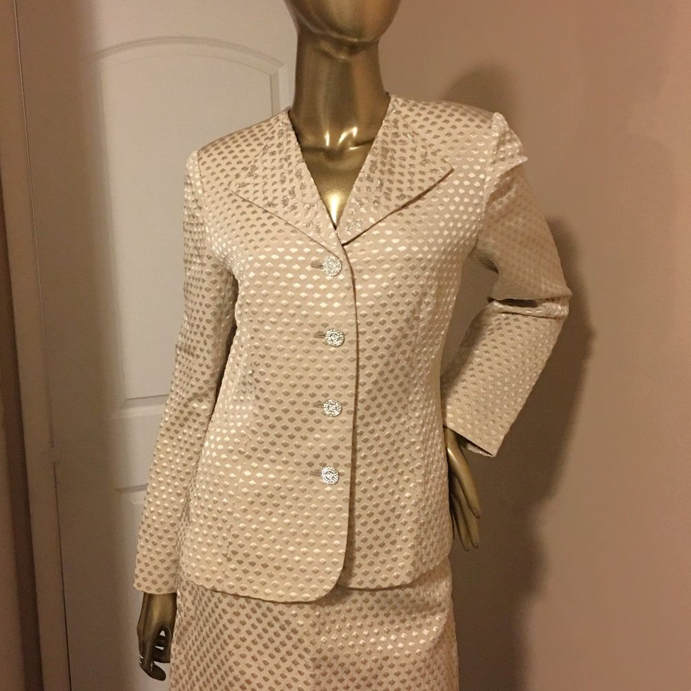 RICKIE FREEMAN for TERI JON Silk & Wool Cocktail Skirt Suit ✨ NEIMAN MARCUS - Picture 3 of 16